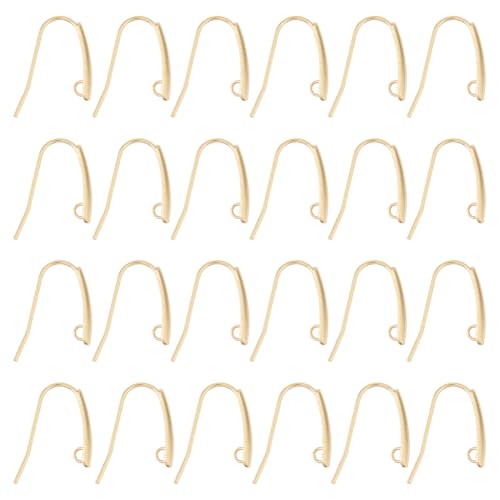 Hobbspring 50Pcs Französisch Ohrring Haken Real 24K Gold plattiert Ohr Drähte 304 Edelstahl Fischerei Ohrringe Draht Haken mit Schleife für DIY baumeln Ohrringe Handwerksbetriebe von Hobbspring