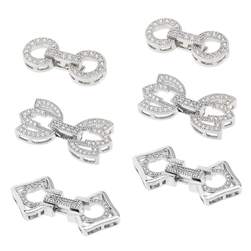 Hobbspring 6 Stück Faltverschlüsse Für Schmuck 3 Stile Messing Zirkonia Halsketten Verstärkerverschluss Platin Zu Öffnender Zirkonia Verschluss Für Armbänder Halsketten Schmuckherstellung von Hobbspring