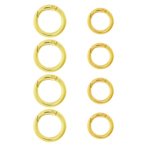 Hobbspring 8 Stück 2 Stile Feder O Ring 20/25mm Echt 18 Karat Vergoldet Ringclips Runder Karabinerhaken Schnappclip Messingfeder Schlüsselanhänger Schnalle Auslöser Für Schmuck Handtaschen von Hobbspring