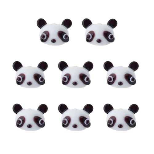 Hobbspring 8Pcs Lampwork Tier Perlen Handgefertigte Panda Glasperlen Cartoon Panda Form Loose Spacer Perlen für Schmuck Halskette und Ohrringe machen DIY Handwerk von Hobbspring