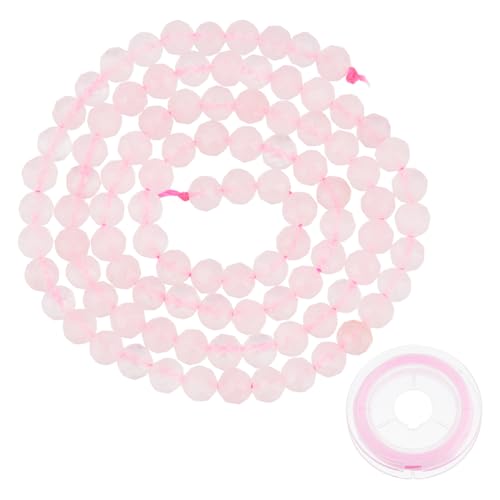 Hobbspring 95 Stück Natürliche Rosenquarz Perlen Facettierte Mini Edelsteinstränge 4mm Rosa Stein Lose Perlen Runde Abstandsperlen Mit Elastischer Kristallschnur Für Die Herstellung von Hobbspring