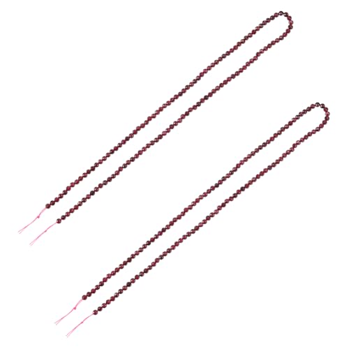 Hobbspring Ca. 218 Stück Natürliche Granatperlen 3mm Facettierte Edelsteinperlen Mini Edelstein Abstandshalterperlen Rote Lose Perlen 2 Ständer Kleine Perlenstränge Zur Schmuckherstellung von Hobbspring