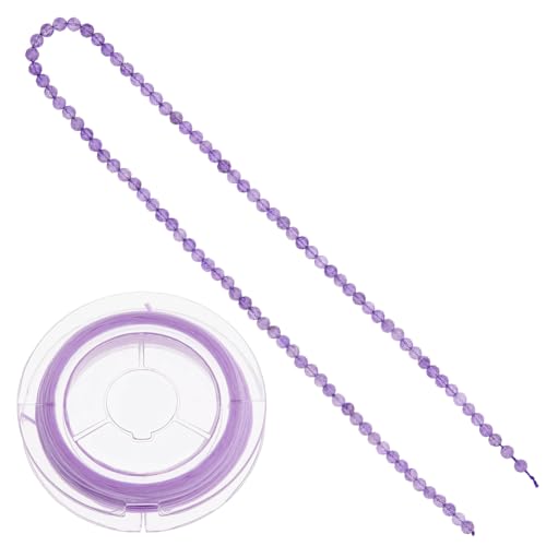 Hobbspring Perlenstränge Aus Natürlichem Amethyst 100 Stück Facettierte Edelsteinperlen 3.5mm Lila Lose Perlen Rondellperlenstrang Mit Elastischer Kristallschnur Zur Schmuckherstellung von Hobbspring