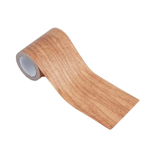 Hobbspring Selbstklebender Holzmaserungs Reparaturflicken 3 inchX15cm BurlyWood Langlebiger Mehrzweck Klebeflicken Holzfarbene Aufkleber Holzmaserungsbänder Polster Holz Klebeband Für Möbel von Hobbspring