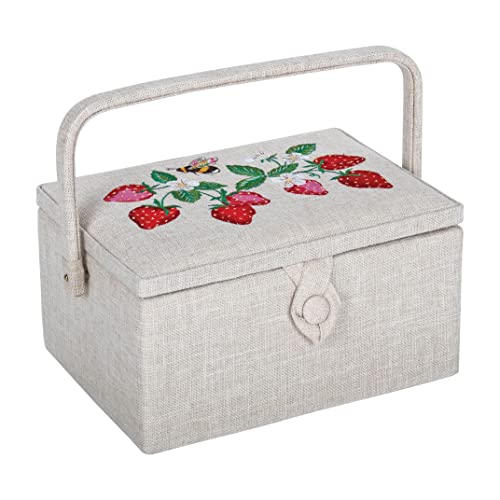 Hobby Gift Aufbewahrungsbox für Näharbeiten, bestickt, natürliche Erdbeeren von Hobby Gift