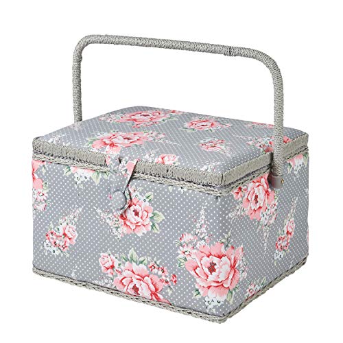 Hobbygift Groves Exklusive Druck-Kollektion: Nähkästchen (L): Schöne Blüten, Baumwollmischung, 23,5 x 31 x 20 cm von Hobby Gift