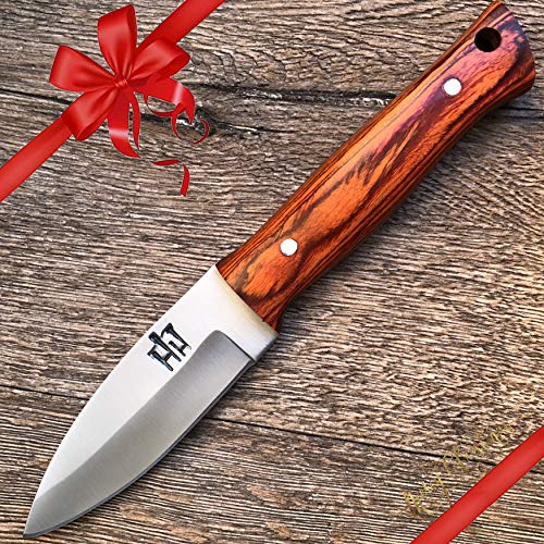 Hobby Hut HH-320,Custom Handgemachtes Jagdmesser mit Scheide, feststehende Messer, Extra Scharf, Fixed Blade Messe für Camping Jagd, lederscheide von Hobby Hut