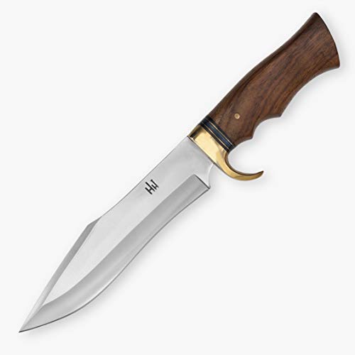 Hobby Hut HH-340 Jagdmesser mit Scheide, 34,29 cm 420C Stahl Buschraft Messer, festes Klingenmesser, scharfes Messer, Walnussholzgriff Für Jagd und Camping von Hobby Hut