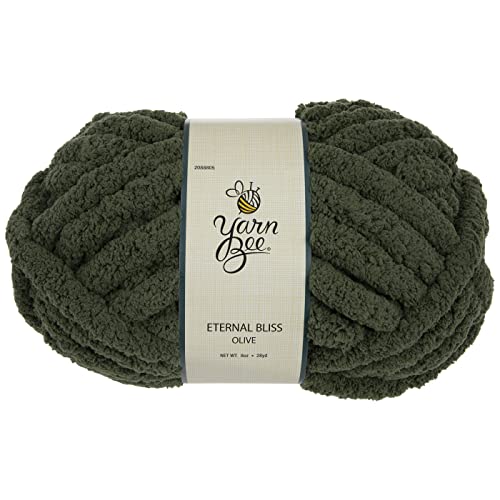 Hobby Lobby Garn Bee Olive zum Stricken & Häkeln – Jumbo Eternal Bliss Knäuel dickes Polyester – weiche klobige Decken, Afghanen, Hüte, mehr DIY Bastelbedarf, 28 Meter von Hobby Lobby