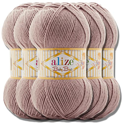 Hobby YARN Alize Baby Best Batik 5x 100g Türkische Premium Wolle Babywolle (Rose Gray | 142) von Hobby YARN