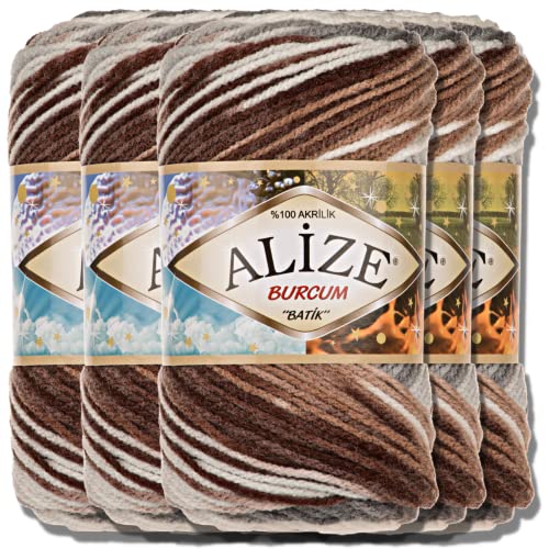 Alize 5x 100g Burcum Batik Türkische Premium Wolle 100% Acryl Handstrickgarne | Strickgarn | Yarn | Garn Babywolle mit Farbverlauf Baby zum Häkeln Stricken Kleidung (5742) von Hobby YARN