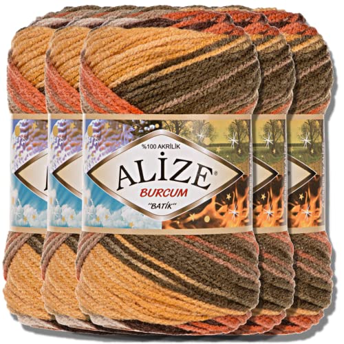 Alize 5x 100g Burcum Batik Türkische Premium Wolle 100% Acryl Handstrickgarne | Strickgarn | Yarn | Garn Babywolle mit Farbverlauf Baby zum Häkeln Stricken Kleidung (6060) von Hobby YARN