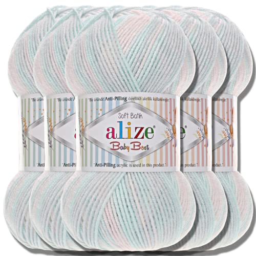 Hobby YARN Alize Baby Best Batik 5x 100g Türkische Premium Wolle Babywolle (6623) von Hobby YARN