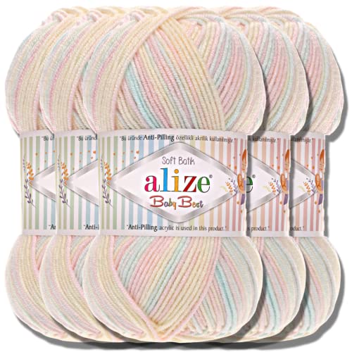 Hobby YARN Alize Baby Best Batik 5x 100g Türkische Premium Wolle Babywolle (6655) von Hobby YARN