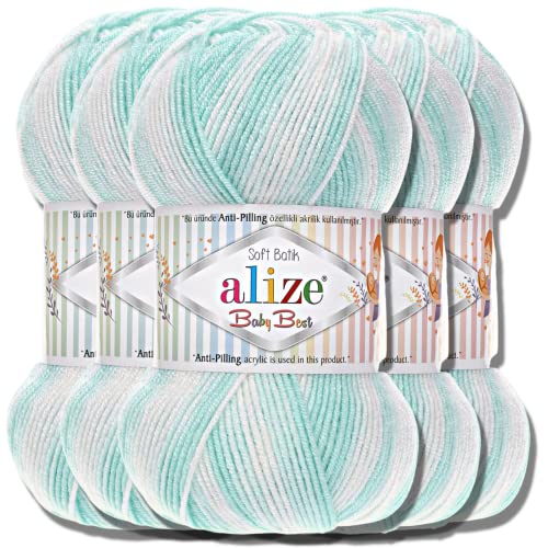 Hobby YARN Alize Baby Best Batik 5x 100g Türkische Premium Wolle Babywolle (6659) von Hobby YARN