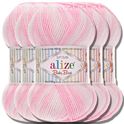 Hobby YARN Alize Baby Best Batik 5x 100g Türkische Premium Wolle Babywolle (6660) von Hobby YARN