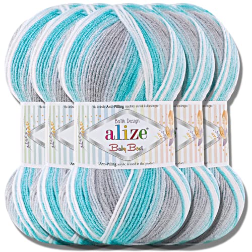 Hobby YARN Alize Baby Best Batik 5x 100g Türkische Premium Wolle Babywolle (7264 cm) von Hobby YARN