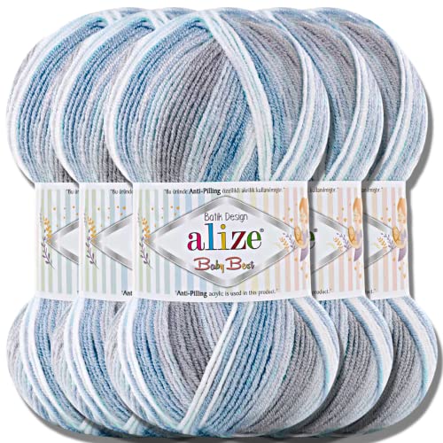 Hobby YARN Alize Baby Best Batik 5x 100g Türkische Premium Wolle Babywolle (7540) von Hobby YARN