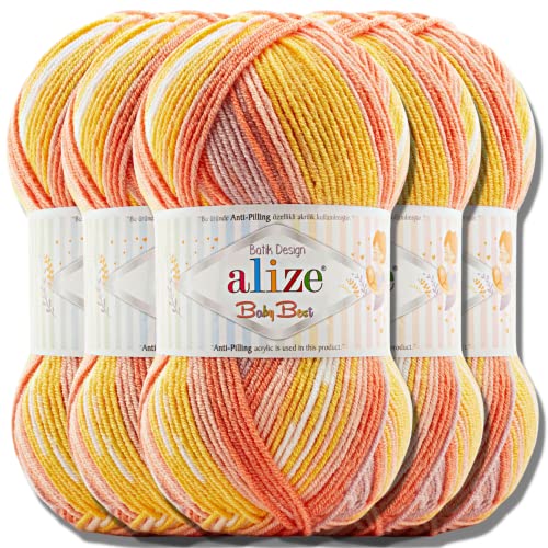 Hobby YARN Alize Baby Best Batik 5x 100g Türkische Premium Wolle Babywolle (7721) von Hobby YARN