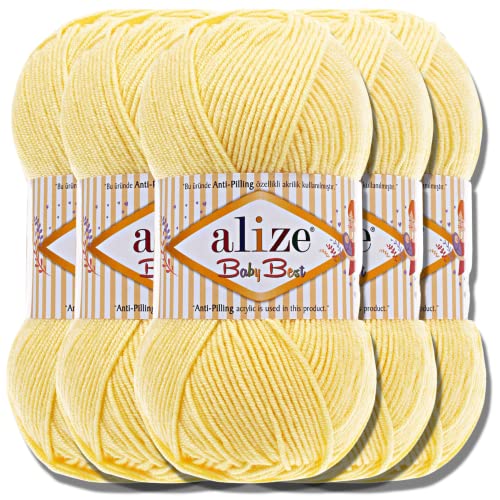 Hobby YARN Alize Baby Best Batik 5x 100g Türkische Premium Wolle Babywolle (Amarillo claro | 250) von Hobby YARN