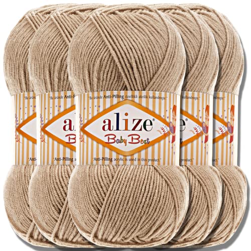 Hobby YARN Alize Baby Best Batik 5x 100g Türkische Premium Wolle Babywolle (Beige | 256) von Hobby YARN