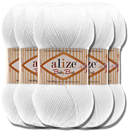 Hobby YARN Alize Baby Best Batik 5x 100g Türkische Premium Wolle Babywolle (Blanco| 55) von Hobby YARN