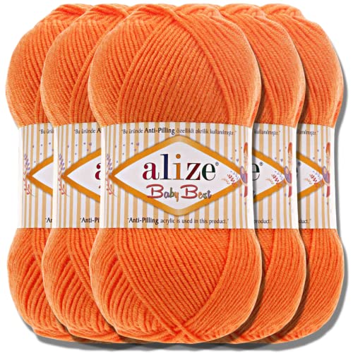 Hobby YARN Alize Baby Best Batik 5x 100g Türkische Premium Wolle Babywolle (Carrot | 408) von Hobby YARN