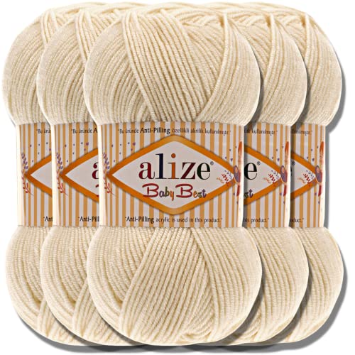 Hobby YARN Alize Baby Best Batik 5x 100g Türkische Premium Wolle Babywolle (Cream | 1) von Hobby YARN