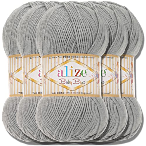 Hobby YARN Alize Baby Best Batik 5x 100g Türkische Premium Wolle Babywolle (Gris | 344) von Hobby YARN