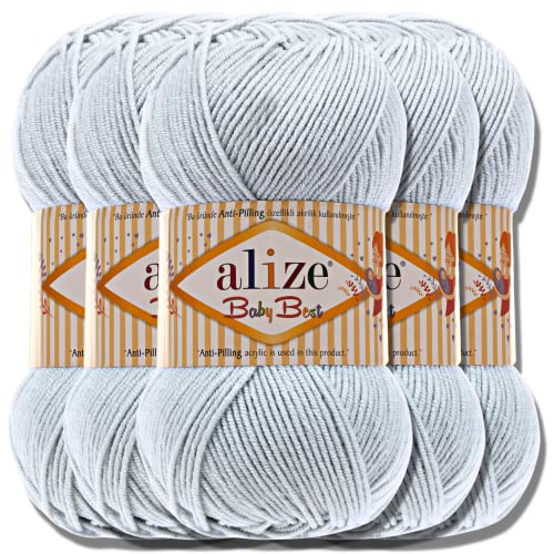 Hobby YARN Alize Baby Best Batik 5x 100g Türkische Premium Wolle Babywolle (Gris claro | 224) von Hobby YARN