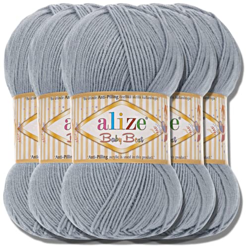 Hobby YARN Alize Baby Best Batik 5x 100g Türkische Premium Wolle Babywolle (Gris plateado | 119) von Hobby YARN