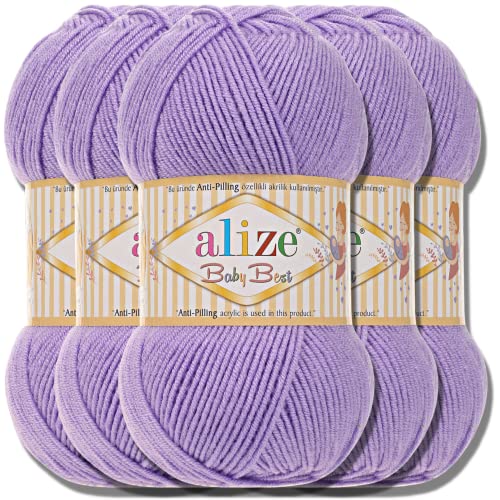 Hobby YARN Alize Baby Best Batik 5x 100g Türkische Premium Wolle Babywolle (Lavender | 43) von Hobby YARN