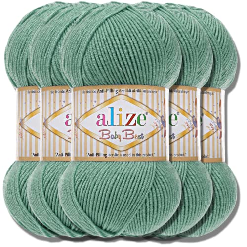 Hobby YARN Alize Baby Best Batik 5x 100g Türkische Premium Wolle Babywolle (Light Aqua | 463) von Hobby YARN