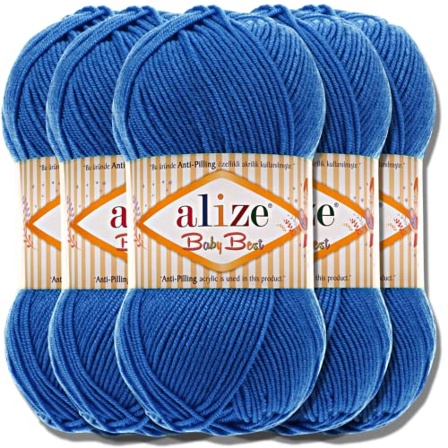 Hobby YARN Alize Baby Best Batik 5x 100g Türkische Premium Wolle Babywolle (Royal Blue | 141) von Hobby YARN