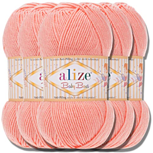 Hobby YARN Alize Baby Best Batik 5x 100g Türkische Premium Wolle Babywolle (Salmón | 145) von Hobby YARN