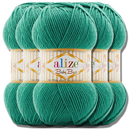 Hobby YARN Alize Baby Best Batik 5x 100g Türkische Premium Wolle Babywolle (Tropical Green | 623) von Hobby YARN