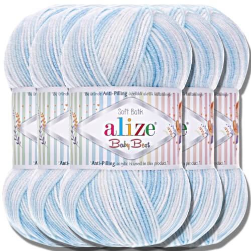 Hobby YARN Alize Baby Best Batik 5x 100g Türkische Premium Wolle Babywolle (6669) von Hobby YARN