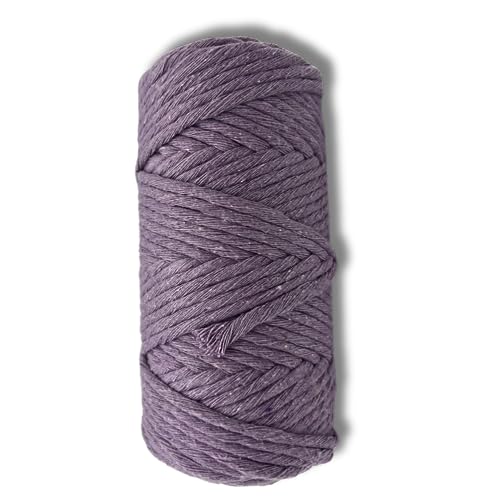 Hobby YARN Premium Makramee Garn - 3mm, Baumwollseil 250g, 100% Baumwolle, Makramee-Schnur Bastelschnur zum Aufhängen, Pflanzenaufhänger, Basteln, Stricken (Lila) von Hobby YARN