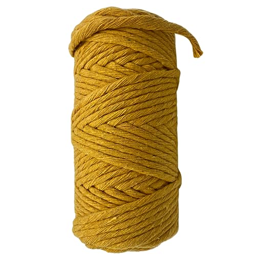 Hobby YARN Premium Makramee Garn - 3mm, Baumwollseil 250g, 100% Baumwolle, Makramee-Schnur Bastelschnur zum Aufhängen, Pflanzenaufhänger, Basteln, Stricken (Yellow) von Hobby YARN