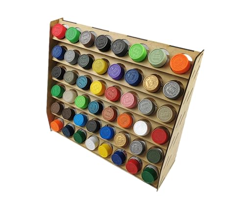 HobbyHold Farbregal Organizer mit 48 Löchern für Tamiya Farben - Holz Farbständer Modellbau - Farbständer 41mm - Paint rack Organisator - Wandmontiertes Holz-Bastel-Farbregal – Bastel-Farbhalter Rack von HobbyHold