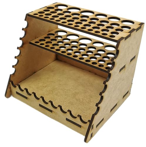 HobbyHold Holz Modellbau-Pinsel- & Stifthalter: für Vielseitige Aufbewahrung, Pinselhalter, Schreibtisch-pinsel-Organizer, Malpinselhalter, Einfacher Montage, Made in Poland (48 Öffnungen) von HobbyHold