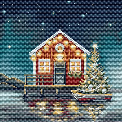 HobbyJobby Kreuzstich Kit Weihnachten Nacht am Pier Zählmuster Kreuzstich Kit für Erwachsene Needlecraft und Stickerei Kit von HobbyJobby