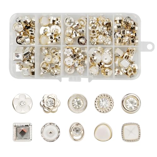 Hocadrv 100 Stück Knöpfe Strass Perlenknöpfe Diamant Knöpfe Knöpfe Gold Vintage Nähknopf Strass Knöpfe für Kleidung Basteln(9~12MM) von Hocadrv
