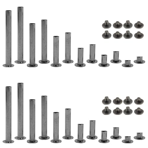 Hocansen 140 Stück Buchschrauben Edelstahl Chicago Schrauben Binding Hülsenmutter Nieten Nagel Rivet Chicago Button für Leder Dekoration Bookbinding (ZD-C/Gunmetal) von Hocansen