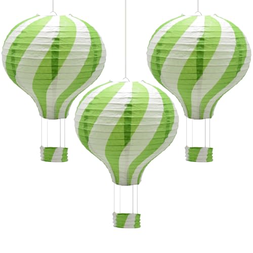 Hocansen 3 Stück Papierlaterne Heißluftballon 30 cm Laterne zum Aufhängen Dekoration für Party, Party, Hochzeit (RQ-DL/Grün) von Hocansen