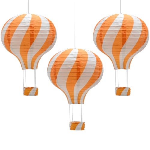 Hocansen 3 Stück Papierlaterne Heißluftballon 30 cm Laterne zum Aufhängen Dekoration für Party, Party, Hochzeit (RQ-DL/Orange) von Hocansen