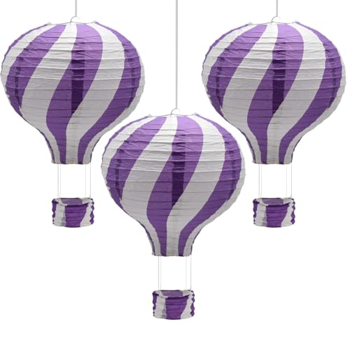 Hocansen 3 Stück Papierlaterne Heißluftballon 30 cm Laterne zum Aufhängen Dekoration für Party, Party, Hochzeit (RQ-DL/Purple) von Hocansen