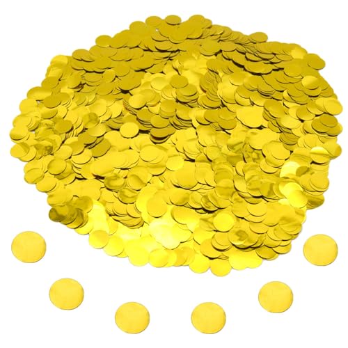 Hocansen 50g/1.76oz Runde Konfetti 15mm Tisch Papier Confetti Metallisch Folie Glitzer Konfetti Streudeko Pailletten Tischkonfetti in Hochglanz für Party Dekoration (Gold/ZX-YX) von Hocansen