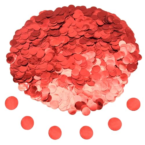 Hocansen 50g/1.76oz Runde Konfetti 15mm Tisch Papier Confetti Metallisch Folie Glitzer Konfetti Streudeko Pailletten Tischkonfetti in Hochglanz für Party Dekoration (Red/ZX-YX) von Hocansen