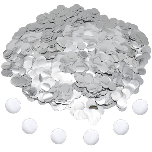 Hocansen 50g/1.76oz Runde Konfetti 15mm Tisch Papier Confetti Metallisch Folie Glitzer Konfetti Streudeko Pailletten Tischkonfetti in Hochglanz für Party Dekoration (Silver/ZX-YX) von Hocansen